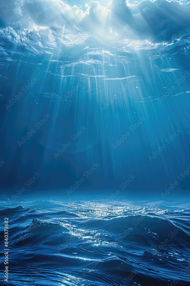 Poster a sunny day with clouds and ocean in background, suitable for travel or nature-related themes