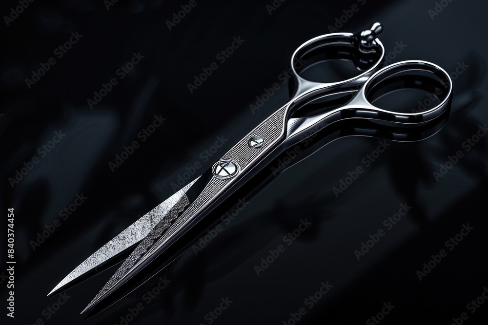 Poster A pair of scissors resting on a table surface