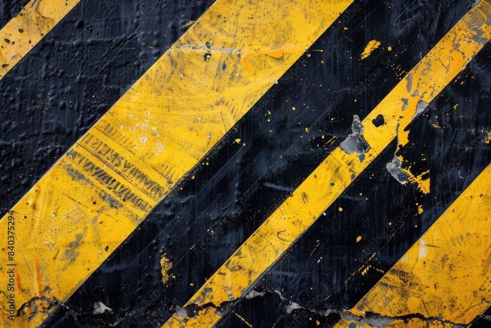 Poster a close-up shot of a yellow and black hazard warning sign with bold text and graphics