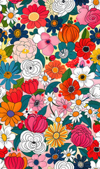 Naklejka premium Seamless pattern of flower.