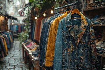 Fototapeta premium Old clothes in an old clothes shop