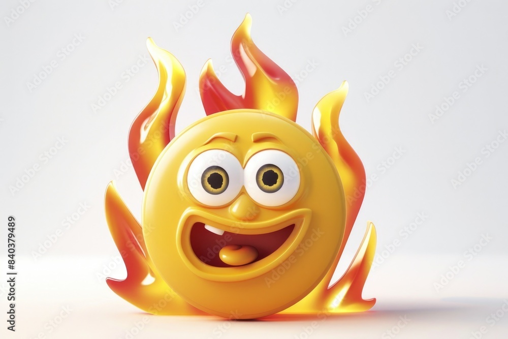 Poster A bright and cheerful yellow smiling face emoji, suitable for use in various digital media