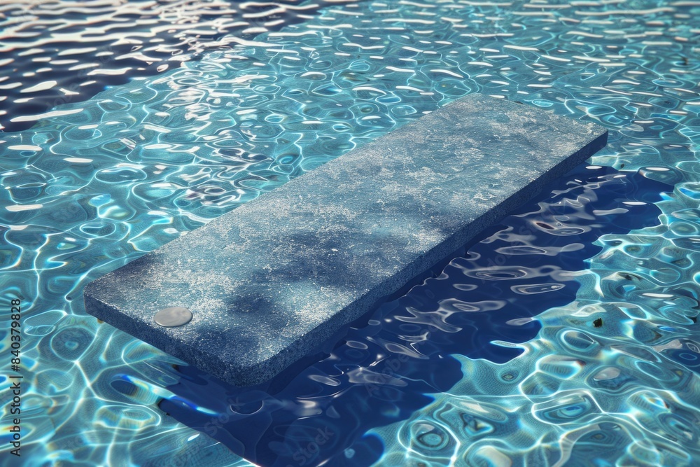 Aufkleber A single concrete block floating on the surface of a pool of calm water