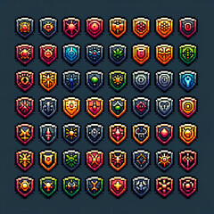 Pixel Art Icons of RPG Shields