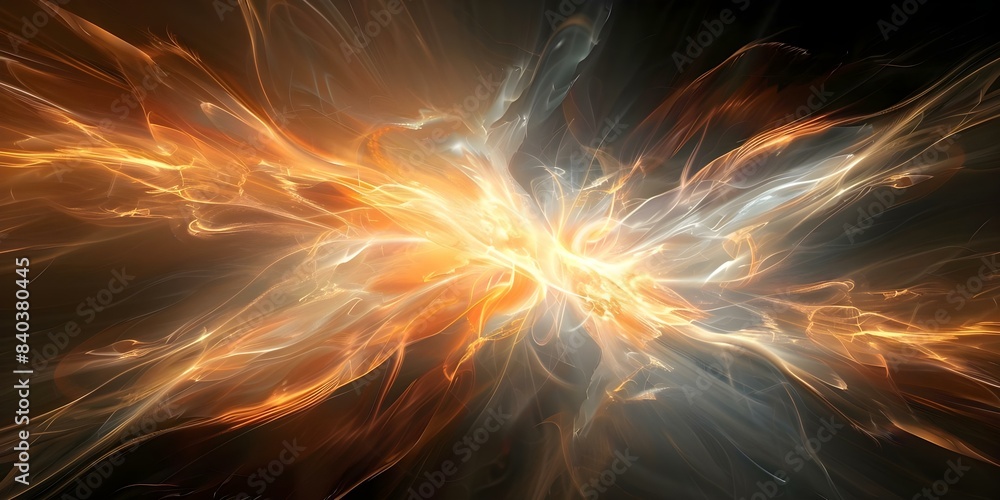 Aufkleber creating a sci-fi glowing orange burst on a black surface using atmospheric technology. concept sci-