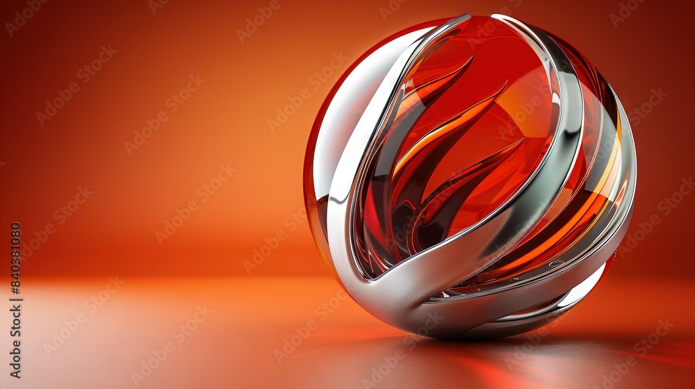 Aufkleber a red object with silver accents rests on a red table beside a black and white object against a red 