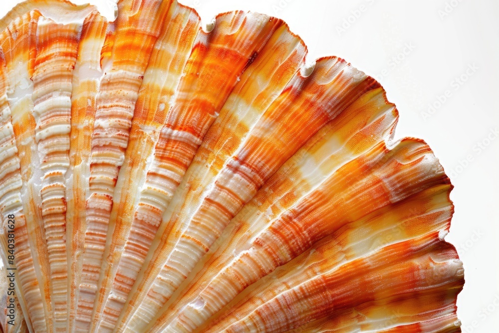 Poster a close-up shot of a shell on a white surface, great for use in design or as a decorative element
