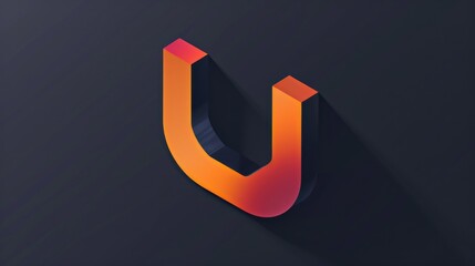 A long shadow of a letter U on a dark background, perfect for designs and illustrations