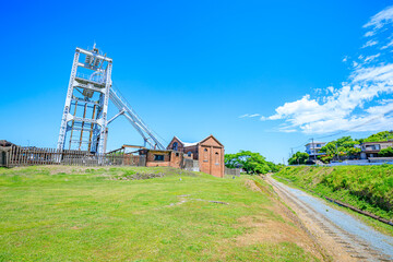 初夏の三池炭鉱宮原坑　福岡県大牟田市　Miike Coal Mine Miyahara Pit in early summer. Fukuoka Pref, Oomuta City.	