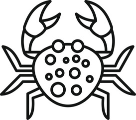 Showing the anatomy of a crab with large claws, this simple icon is perfect for any marine biologist