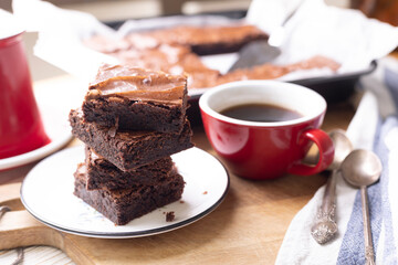 delicious brownie and a cup of coffee