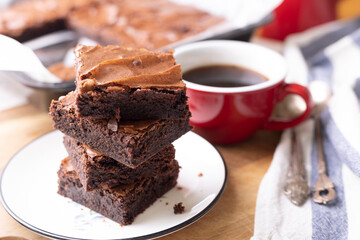 delicious brownie and a cup of coffee