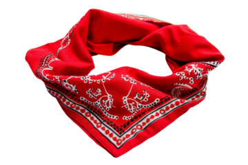 Red Bandana with White and Black Pattern