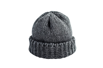 Gray Knit Beanie Hat Isolated on White Background