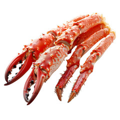 Fresh red king crab legs on a white background. Perfect for seafood dishes and culinary presentations. seafood. transparent background.