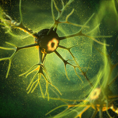 Medical concept background, neuron, nerve cell connected to others, forming nerve networks, 3d rendering