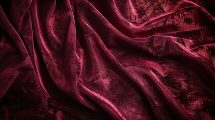 Fototapeta premium a close-up of maroon velvet fabric posh silk background with smooth texture