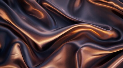 Fototapeta premium Close-up of a luxurious, golden brown satin fabric with a smooth, shiny surface.