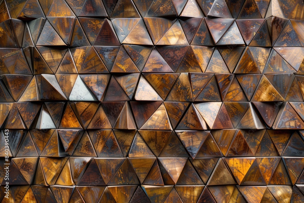 Poster close-up shot of a textured triangle wall with individual triangular shapes