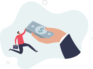 Bargain stock investment, employment in economic crisis, payment for employee or high risk high return in invest metaphor.flat vector illustration.