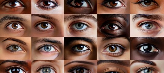 Captivating artistic compilation of diverse human eyes in an intriguing collage display