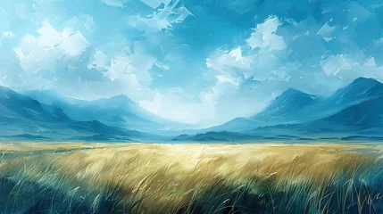 Selbstklebende Fototapeten landscape abstract art painting modern art background.illustration © Wiseman
