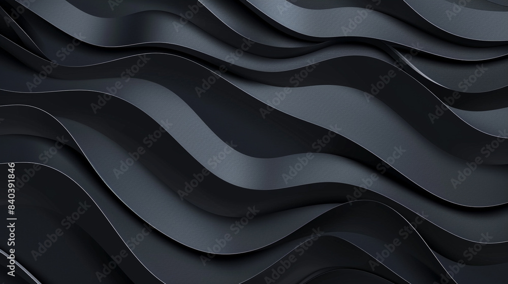 Wall mural Black metal 3d wave background.