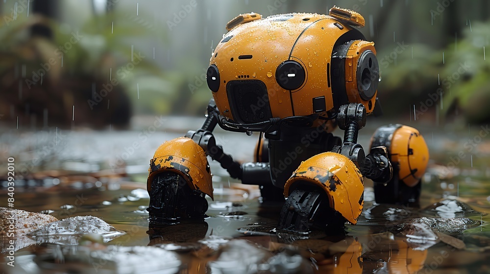Poster for the concepts of robotics and sci fi futuristic ai a toy robot picture was manipulated modified a