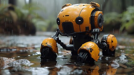 for the concepts of robotics and sci fi futuristic ai a toy robot picture was manipulated modified and mat painted by the contributor.illustration