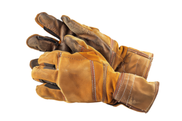 Closeup of Worn Leather Work Gloves