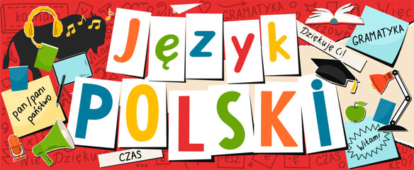 Jezyk Polski. Language hand drawn doodles and lettering. © N.Savranska