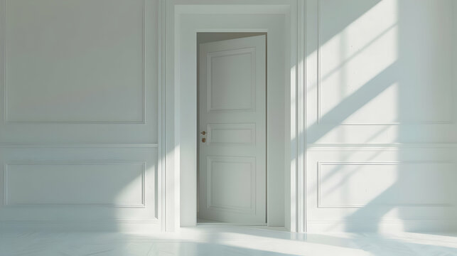 3d shine of an open door in a bright room