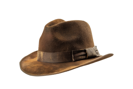 Vintage Brown Fedora Hat with Worn Band