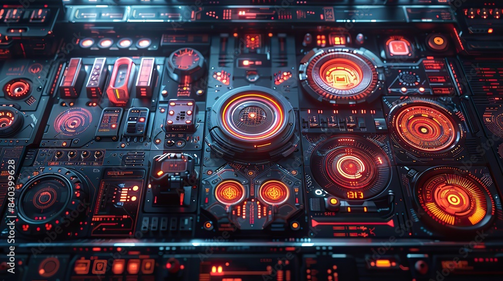 Poster shapes icons hud ui gui interface elements cyberpunk wireframe modern set of retrofuturistic graphic