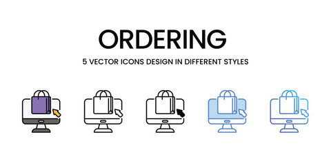 Ordering icons vector set stock illustration.