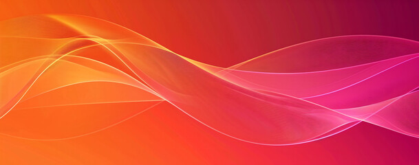Orange and Pink Gradient Background with Waves in Minimalist Design