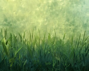 Obraz premium Soothing Green Grass Illustration with Layered Texture, Wallpaper, banner design, brochure, pattern design, web, background template, concept of sustainability, counter urbanization, de-urbanization