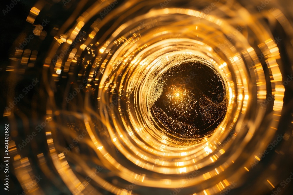 Poster a close-up shot of a mysterious circular object illuminated by a faint light source
