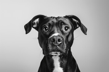 Minimalistic dog portrait against a plain background, providing space for creative additions