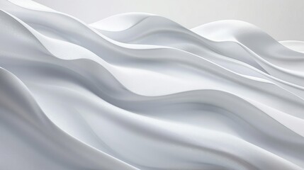 Abstract composition featuring flowing white wave surfaces on a clear background, evoking a sense of tranquility and elegance.