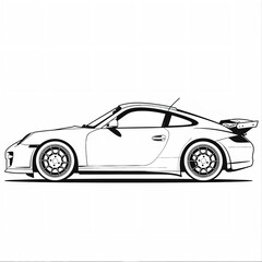 Minimalistic Car Full Body Line Art Vector SVG Coloring

