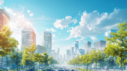 Naklejka premium Smart city infrastructure: a smart city infrastructure with advanced technology and sustainable features