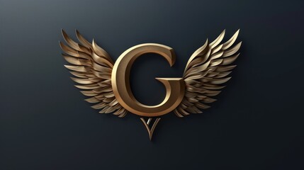 Obraz premium A golden letter G with wings on a dark background
