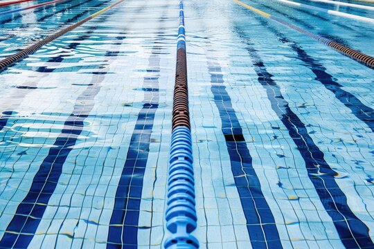 A swimming pool with multiple lanes for lap swimming or competition