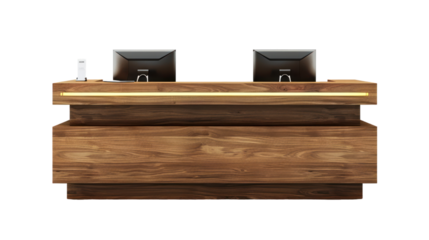 Check-in counter on solid white background, single object,transparent background