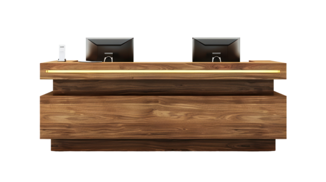 Check-in counter on solid white background, single object,transparent background