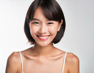 美しい笑顔の若い女性　美容コスメスキンケア素材