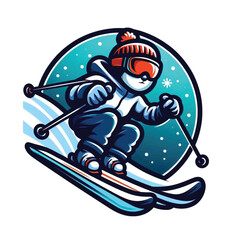 a skier is sliding on an iceberg, simple logo