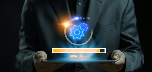 Software update or operating system upgrade concept. Installing update process, Improved...