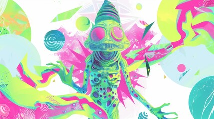Digital illustration featuring an alien creature
